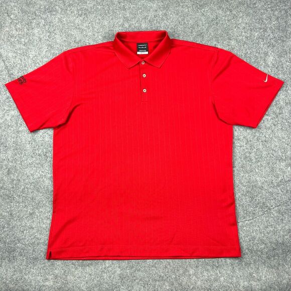 Nike Golf Shirt Mens Extra Large Red Dri Fit Short Sleeve Polo Golfer Casual Y2K - Picture 1 of 13